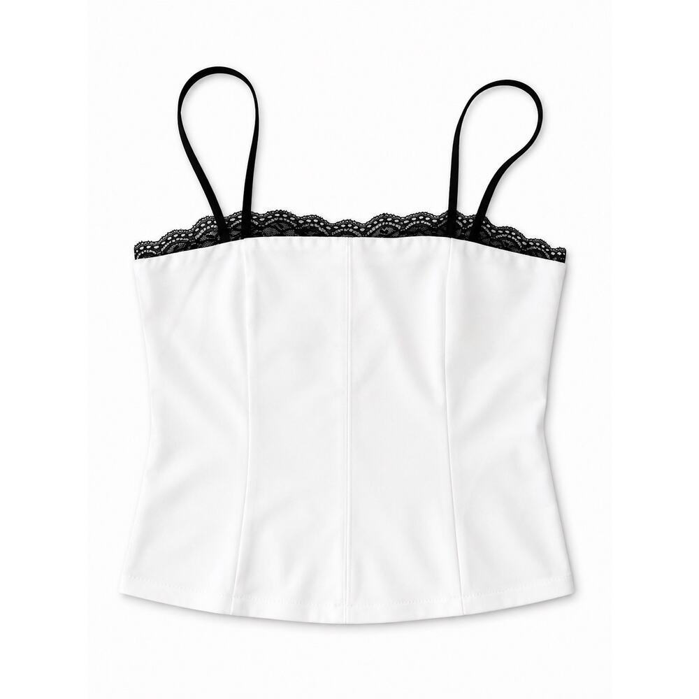 White Satin Lace Trim Cami Top Women’s
Adjustable Straps Y2K Minimalist - Picture 9 of 9